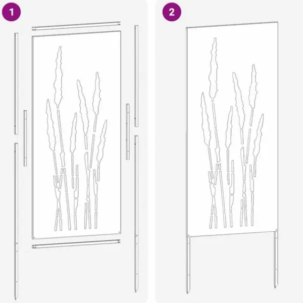 Buer, Spalier, Lysthuse Uden Tag^Privatlivsskærm i blomstret sort stål - Haveafskærmning | Størrelse: 50 x 140 cm
