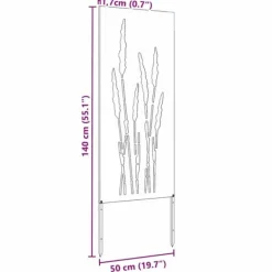 Buer, Spalier, Lysthuse Uden Tag^Privatlivsskærm i blomstret sort stål - Haveafskærmning | Størrelse: 50 x 140 cm