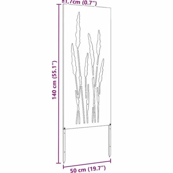 Buer, Spalier, Lysthuse Uden Tag^Privatlivsskærm i blomstret sort stål - Haveafskærmning | Størrelse: 50 x 140 cm
