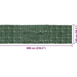 Buer, Spalier, Lysthuse Uden Tag^Privatlivsskærm med blade 600x150 cm | Farve: Mørkegrøn