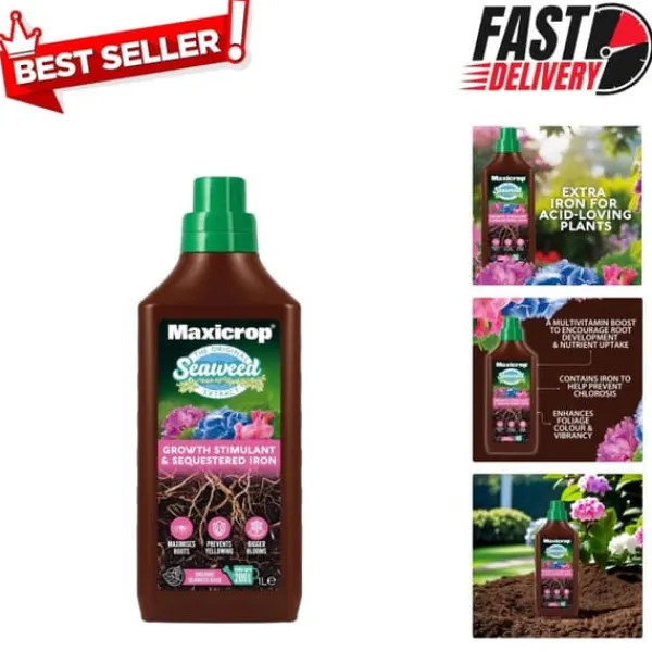 New Protect Against Yellowing: 1L Organic Sequestered Iron & Seaweed Plant Nutrition Gødningsmidler
