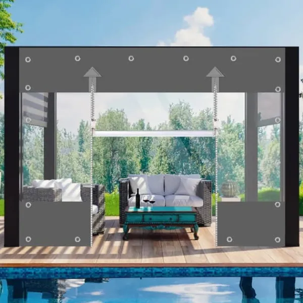 Online PVC Presenning, Vandtæt Design, Brandhæmmende Materiale,Mørk Grå-b, H3 x W4M Telte & Lysthuse