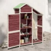Discount Redskabsskur i massivt fyrretræ - Opbevaringsløsning til haven | Farve: Mokkafarvet | Størrelse: 120x53,5x170 cm Skure, Garager & Carports