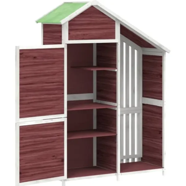 Discount Redskabsskur i massivt fyrretræ - Opbevaringsløsning til haven | Farve: Mokkafarvet | Størrelse: 120x53,5x170 cm Skure, Garager & Carports