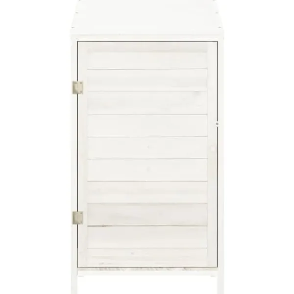 Outlet Redskabsskur i massivt grantræ - Opbevaring til havetilbehør | Størrelse: 55x52x112 cm | Farve: Hvid Skure, Garager & Carports
