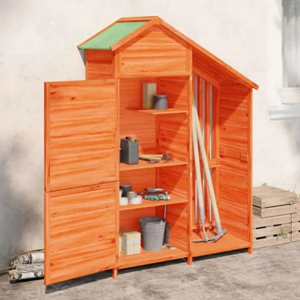 Skure, Garager & Carports^Redskabsskur til haven - Opbevaring af haveredskaber | Farve: Brun | Størrelse: 120x53,5x170 cm