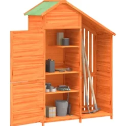 Skure, Garager & Carports^Redskabsskur til haven - Opbevaring af haveredskaber | Farve: Brun | Størrelse: 120x53,5x170 cm