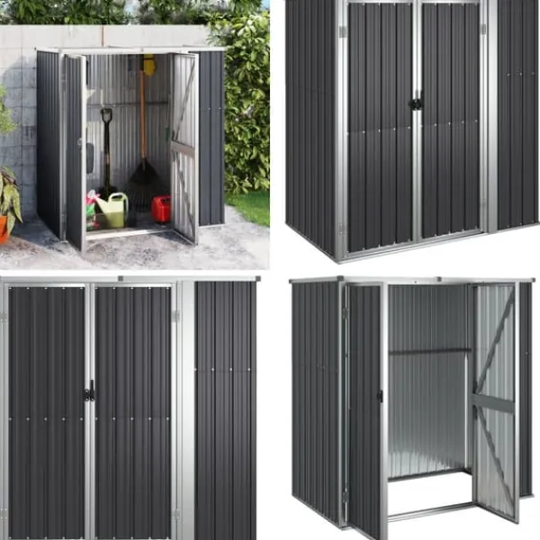 Online Redskabsskur til haven 161x89x161 cm galvaniseret stål antracit - Værktøjsskur - Værktøjsskure - Home & Living Skure, Garager & Carports