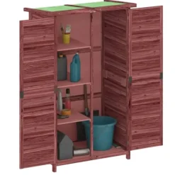 Outlet Redskabsskur til haven 83x57x140 cm massivt fyrretræ mokkafarve - Værktøjsskur - Værktøjsskure - Home & Living Skure, Garager & Carports