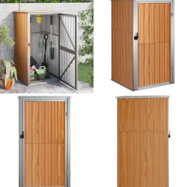 Skure, Garager & Carports^Redskabsskur til haven 88x89x161 cm galvaniseret stål brun - Værktøjsskur - Værktøjsskure - Home & Living
