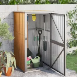 Skure, Garager & Carports^Redskabsskur til haven 88x89x161 cm galvaniseret stål brun - Værktøjsskur - Værktøjsskure - Home & Living