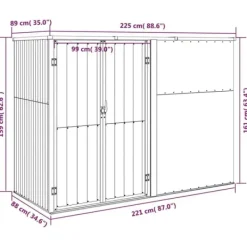 Clearance Redskabsskur til haven 225x89x161 cm galvaniseret stål brun - Værktøjsskur - Værktøjsskure - Home & Living Skure, Garager & Carports