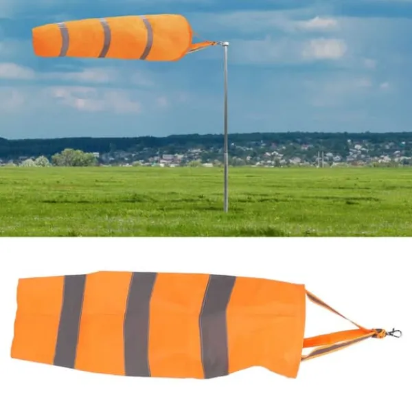 Online Reflekterende vejr vindsæk vindretningsindikator til udendørs lufthavn Farm Garden Parks Orange80CM Flag & Vindposer