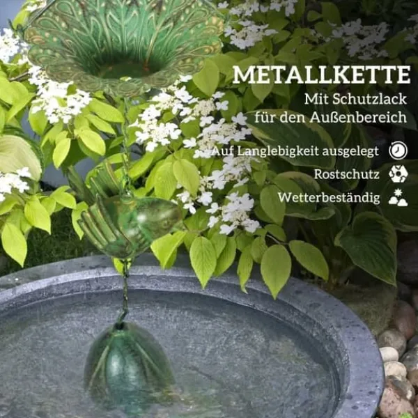 Online Regnkæde 3-pak, 123 cm, metal med fugle & klokke, med ophæng, grøn Havedekorationer