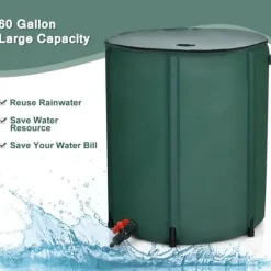 Regntønder^Regnvandstønde, 60 gallon bærbar sammenklappelig regnvandstønde, 24x32,5, grøn