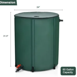 Regntønder^Regnvandstønde, 60 gallon bærbar sammenklappelig regnvandstønde, 24x32,5, grøn
