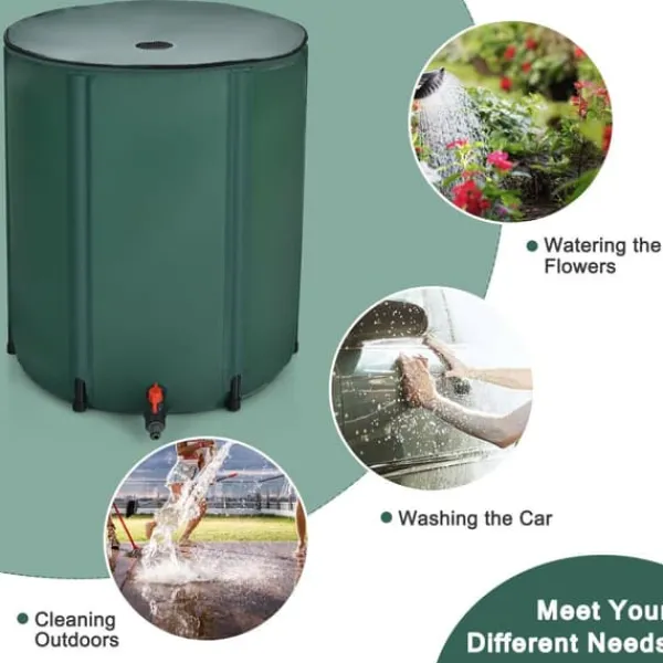 Regntønder^Regnvandstønde, 60 gallon bærbar sammenklappelig regnvandstønde, 24x32,5, grøn