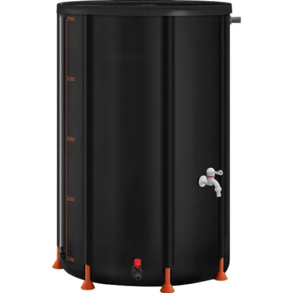 Discount Regnvandstønde - Regnvandsopsamler - 380 L Kapacitet - Sammenklappelig - 1000D PVC - Med taphane og overløbssæt - Bærbar - Sort Regntønder