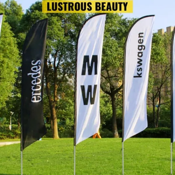 New Reklameflagstang, 30 fjerflag med jordspyd, 16 fod vindstillende flagstangssæt, 6 Swooper-flag til butikker og virksomheder. Flag & Vindposer