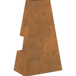 Brændeovne^Rektangulær bålplads i forvitret stål - Udendørs bålsted | Størrelse: 60x35x100 cm | Farve: Brun