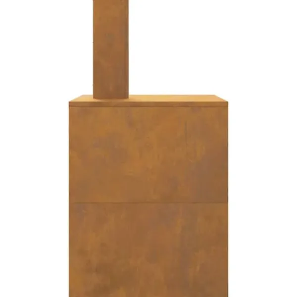New Rektangulær bålsted i stål - Pulverlakeret design | Størrelse: 80x50x96 cm | Farve: Brun Pejse