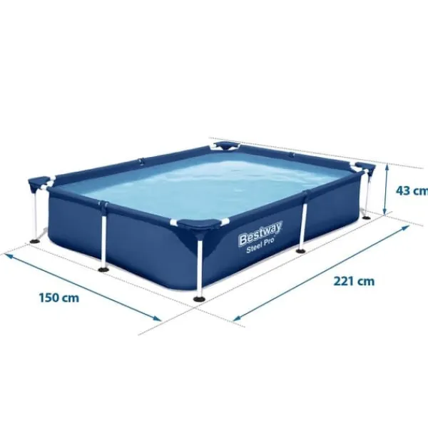 Bestway Pooler^Rektangulær rammepool 221x150x43 cm 16-i-1 56401N