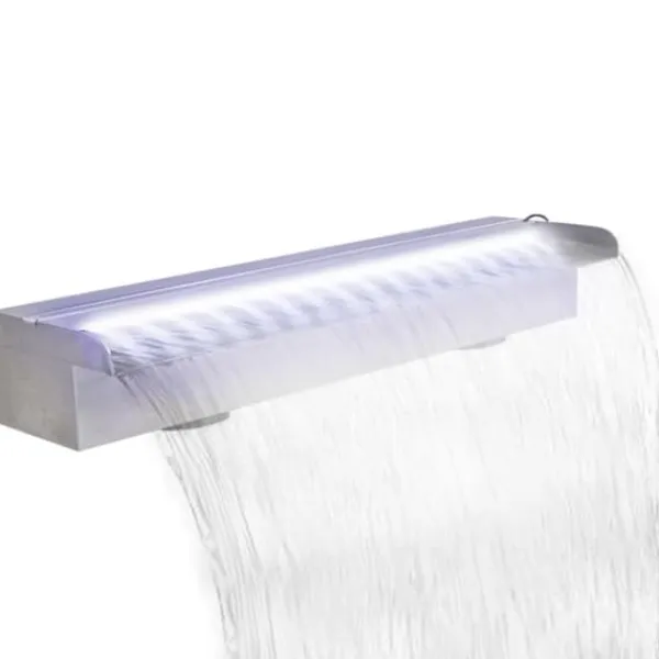 Discount Rektangulær vandfaldsfontæne med LED-lys rustfrit stål 60 cm - Fontæner Springvand & Damme