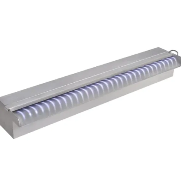 Discount Rektangulær vandfaldsfontæne med LED-lys rustfrit stål 60 cm - Fontæner Springvand & Damme