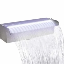 Hot Rektangulær vandfaldsfontæne med LED-lys - Rustfrit stål | Størrelse: 30 cm Springvand & Damme