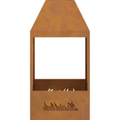 Pejse^Rektangulært Bålsted i Forvitret Stål - Moderne Udendørs Pejs | Størrelse: 50x50x100 cm
