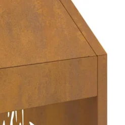 Pejse^Rektangulært Bålsted i Forvitret Stål - Moderne Udendørs Pejs | Størrelse: 50x50x100 cm