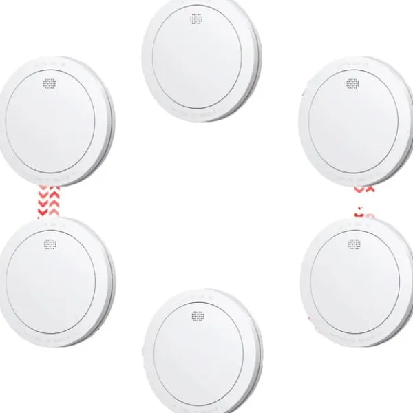Clearance Røgalarm, 10 års batteri, 85 dB alarmvolumen,6 STK Røg- & Kulmonoxiddetektorer