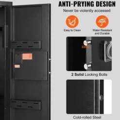 Pengeskabe^Rifle Safe 6-8 Våben, Digital Tastatur, Lås, Aftagelig Hylde, Stål, Sikker Opbevaring, Robust Design.