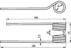 Sale Rivetand, 405 x 111 x 42, Ø 9, højre 3350PZ340 Havemaskiner