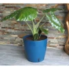 Online RIVIERA EVA NY rund blomlåda - Plast - Diameter 31 cm - Blå Krukkeplanter Indendørs