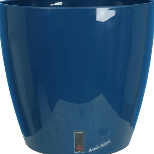Online RIVIERA EVA NY rund blomlåda - Plast - Diameter 31 cm - Blå Krukkeplanter Indendørs