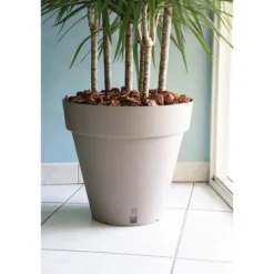 Clearance RIVIERA Loft urtepotte med vandreserve - Rund - Ø 50 x H 46 cm - Taupe Krukkeplanter Indendørs