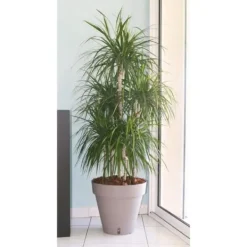 Krukkeplanter Indendørs^RIVIERA Loft Urtepotte med Vandreservoir - Rund - Ø 50 x H 46 cm - Taupe