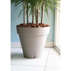 Krukkeplanter Indendørs^RIVIERA Loft Urtepotte med Vandreservoir - Rund - Ø 50 x H 46 cm - Taupe