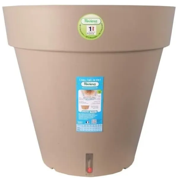 Krukkeplanter Indendørs^RIVIERA Loftblomkruka med vattenreserv - Rund - Ø 50 x H 46 cm - Taupe