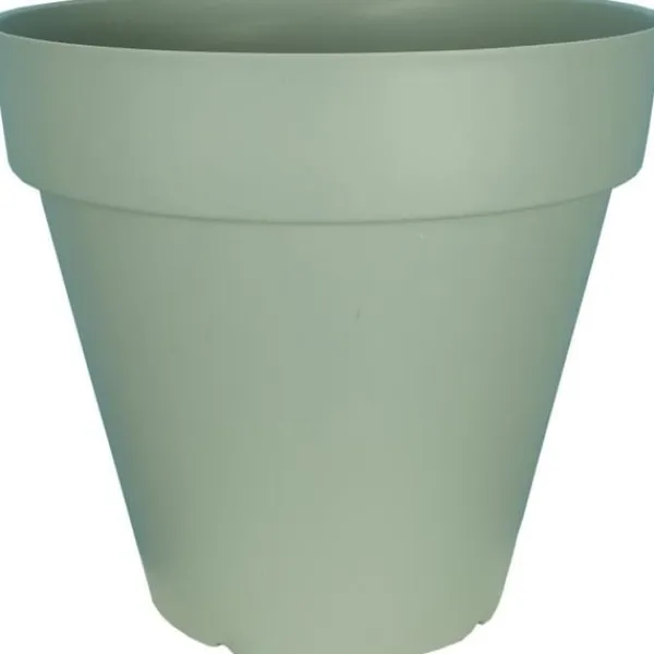 Clearance RIVIERA SOLEILLA rund blomsterkasse - Plastik - Diameter 50 cm - Lergrøn Krukkeplanter Indendørs