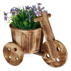 Havedekorationer^Robust blomstercykel i træ