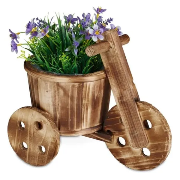 Havedekorationer^Robust blomstercykel i træ