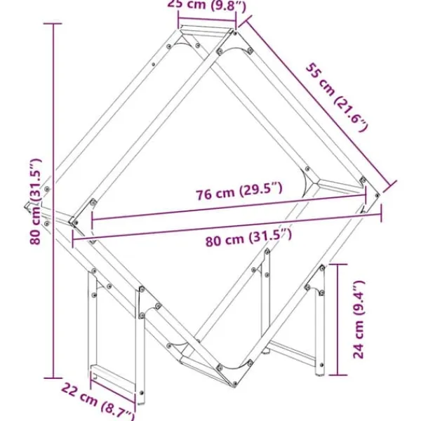 Tilbehør Til Brændeovne & Pejse^Robust brændestativ i koldvalset stål | Størrelse: 80x25x80 cm | Farve: Hvid