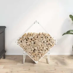 Tilbehør Til Brændeovne & Pejse^Robust brændestativ i koldvalset stål | Størrelse: 80x25x80 cm | Farve: Hvid