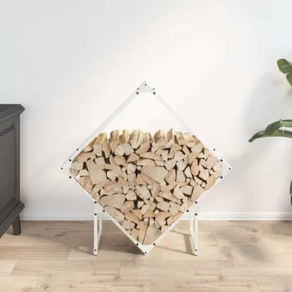 Tilbehør Til Brændeovne & Pejse^Robust brændestativ i koldvalset stål | Størrelse: 80x25x80 cm | Farve: Hvid