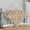 Tilbehør Til Brændeovne & Pejse^Robust brændestativ i koldvalset stål - Hvid | Størrelse: 100x25x100 cm