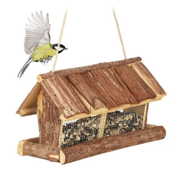 New Robust fuglefoderhus med bark Til Fugle & Småvildt