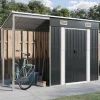 Skure, Garager & Carports^Robust haveskur i stål med udvidet tag - Optimeret opbevaring | Farve: Antracitgrå | Størrelse: 277x107x181 cm