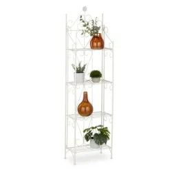 Plantestativer^Robust plantehylde i metal med 4 hylder